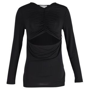 Cutout Ruched Stretch Top in Black Cotton